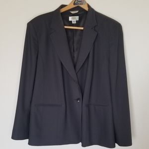 Talbots Wool Woman Petite lined blazer suit jacket Black Gray 22W